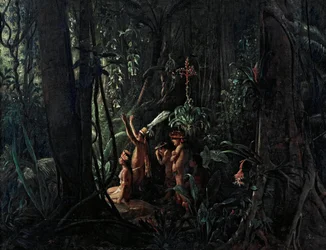 Amazonian Indians Worshiping the Sun God